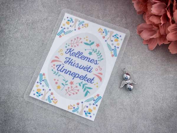 Kellemes Húsvéti angyal medál hematittal