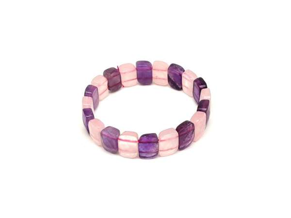 Ametiszt Rózsakv. fazettál levél karkötő 15x10,5mm