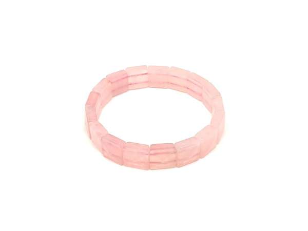 Rózsakvarc fazettált négyzet karkötő 11,5x5,5-6mm