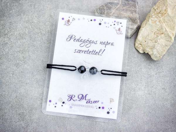 Pedagógus napra obszidián angyal karkötő
