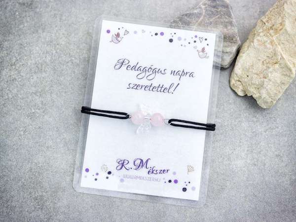 Pedagógus napra rózsakvarc angyal karkötő