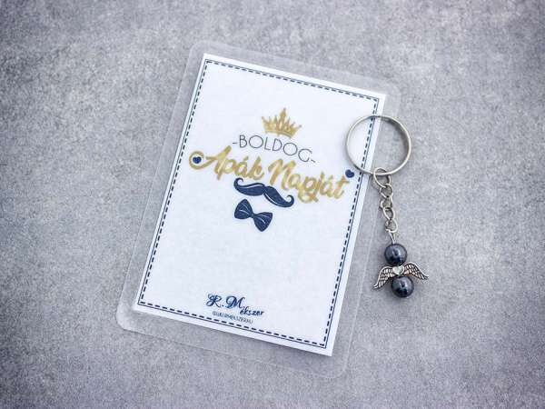 Boldog Apák Napját kulcstartó hematittal