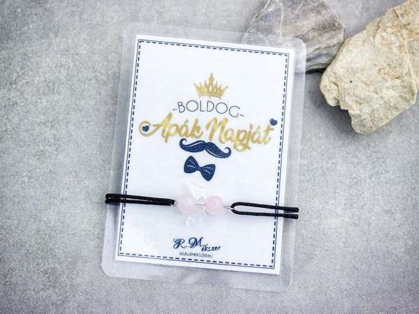 Boldog Apák Napját rózsakvarc angyal karkötő