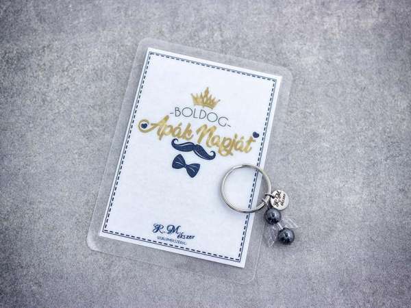 Boldog Apák Napját kulcstartó hematittal