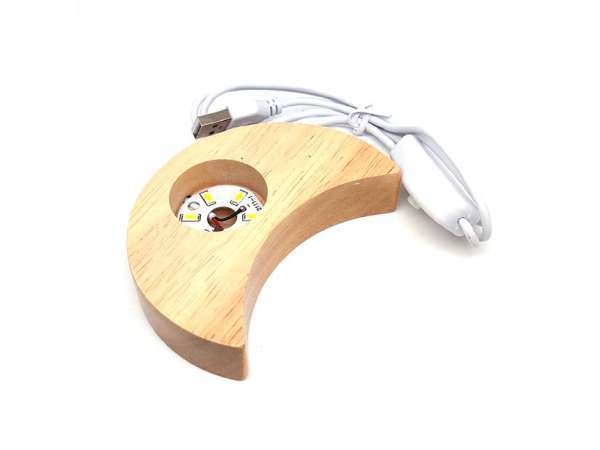 Lámpa fa talpas USB hold fehér 10cm