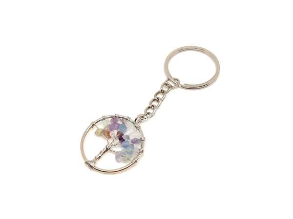 Életfa drótos Fluorit kulcstartó 3cm
