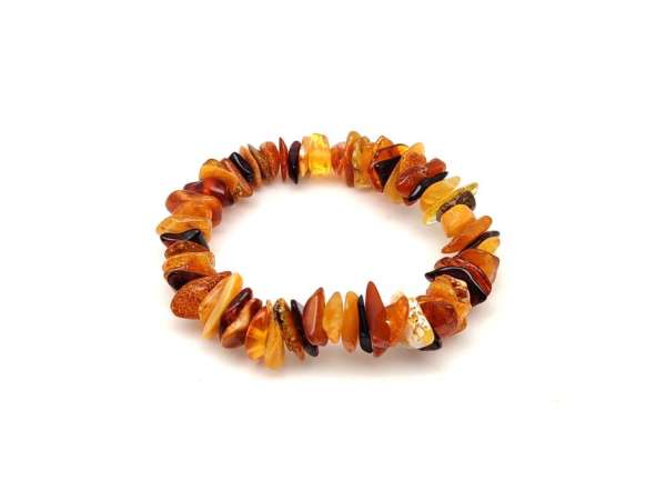 Borostyán vegyes nagy splitter gumis karkötő