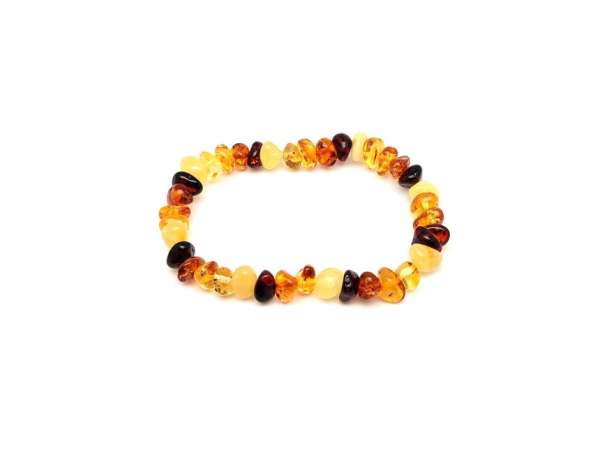 Borostyán vegyes splitter gumis karkötő A