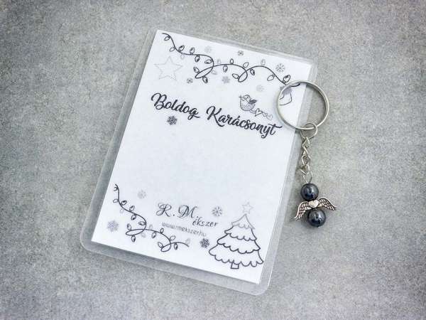 Boldog Karácsonyt kulcstartó hematittal