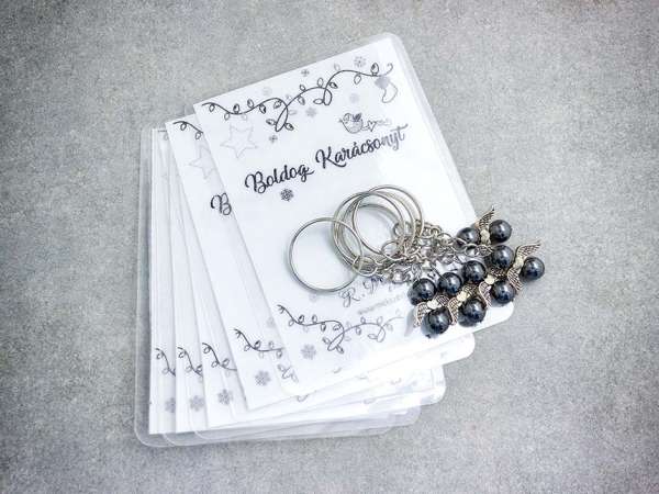 Boldog Karácsonyt kulcstartó hematittal 5dbos csomag