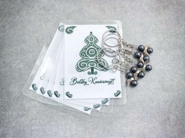 Boldog Karácsonyt kulcstartó hematittal 5dbos csomag