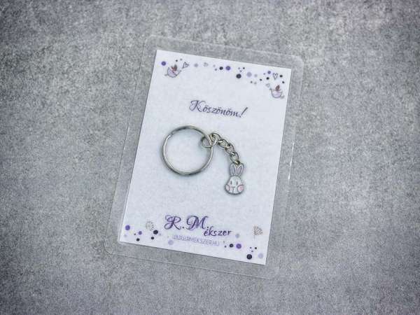 Köszönöm színes nyuszi medálos kulcstartó