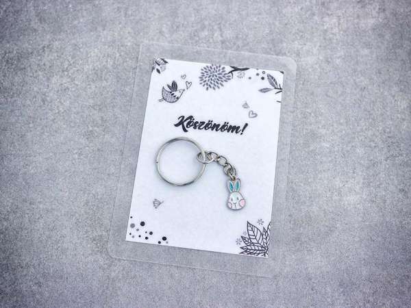 Köszönöm színes nyuszi medálos kulcstartó