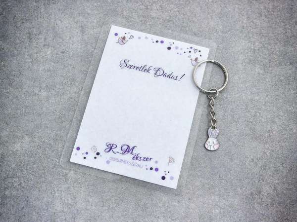 Szeretlek Dadus színes nyuszi medálos kulcstartó