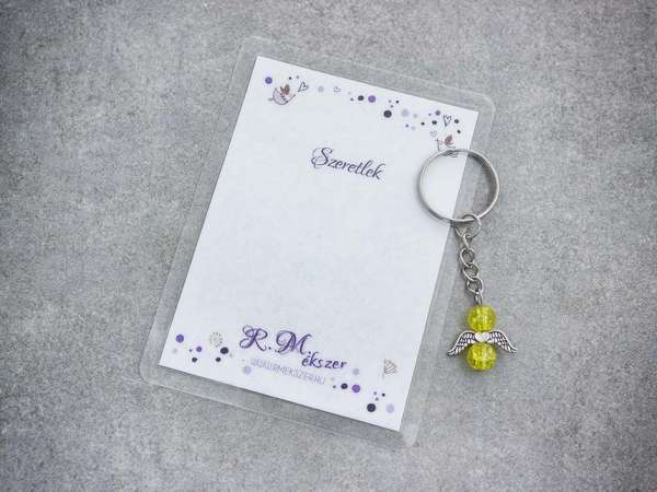 Szeretlek sárga angyal medálos kulcstartó