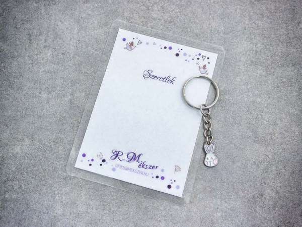 Szeretlek színes nyuszi medálos kulcstartó