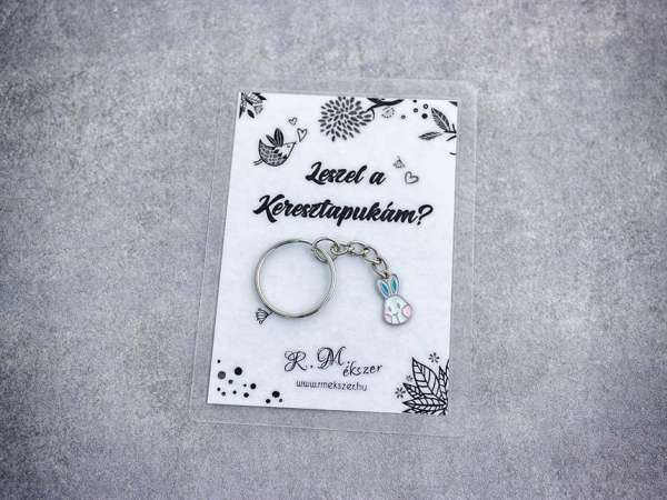 Leszel a Keresztapukám színes nyuszi medálos kulcstartó