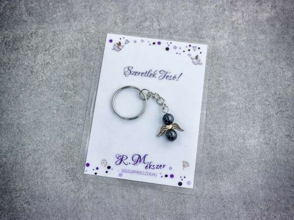 Szeretlek Tesó kulcstartó hematittal