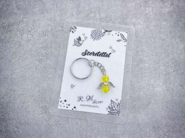 Szeretettel sárga angyal medálos kulcstartó