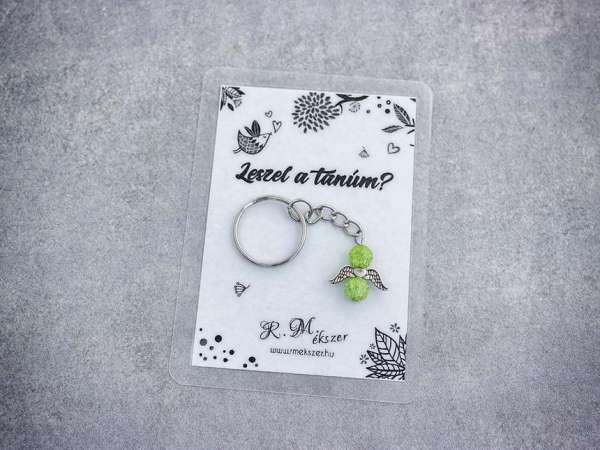 Leszel a tanúm zöld angyal medálos kulcstartó