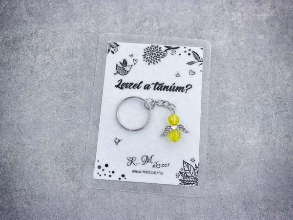 Leszel a tanúm sárga angyal medálos kulcstartó