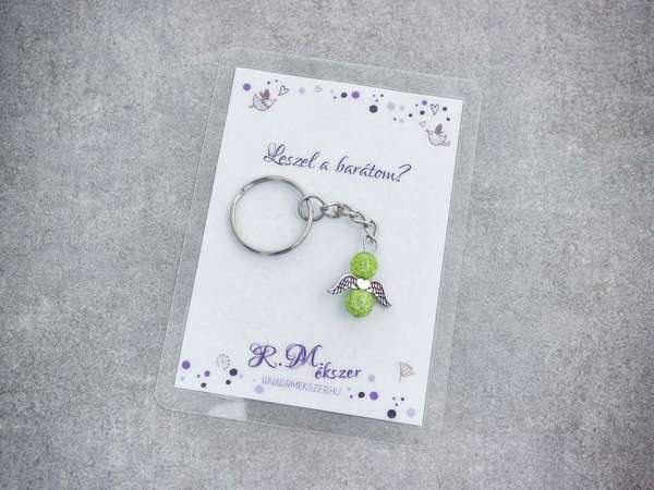 Leszel a barátom zöld angyal medálos kulcstartó