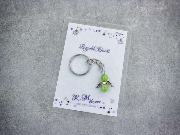 Legjobb barátomnak zöld angyal medálos kulcstartó