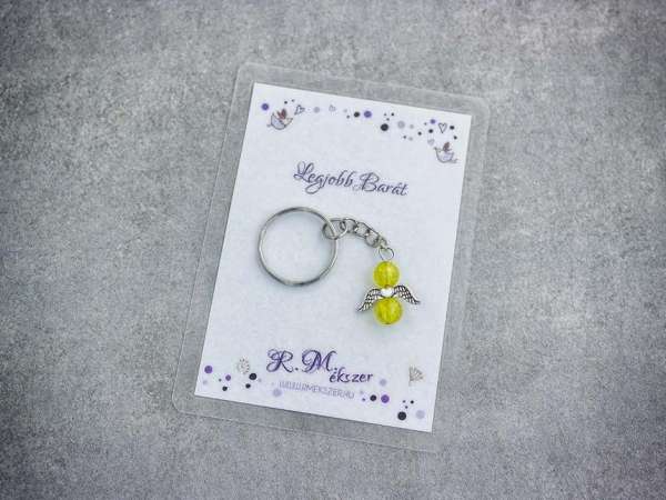 Legjobb barátomnak sárga angyal medálos kulcstartó