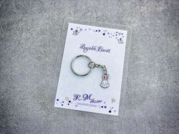 Legjobb barátomnak színes nyuszi medálos kulcstartó