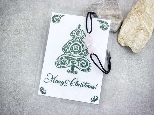 Merry Christmas rózsakvarc angyal karkötő