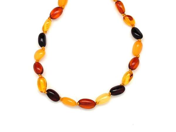 Borostyán vegyes pebble baba nyaklánc 35cm