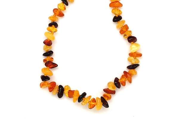 Borostyán vegyes splitter csavaros baba nyaklánc 35cm