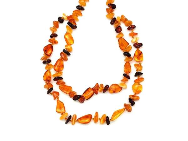 Borostyán dupla soros vegyes splitter nyaklánc 50cm