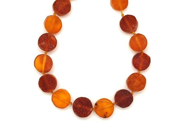 Borostyán barna matt korong 7-13mm nyaklánc 45cm