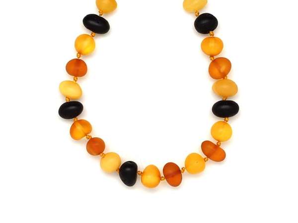 Borostyán kerekített matt vegyes nyaklánc 55cm