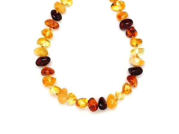 Borostyán kerekített vegyes splitter nyaklánc 45cm