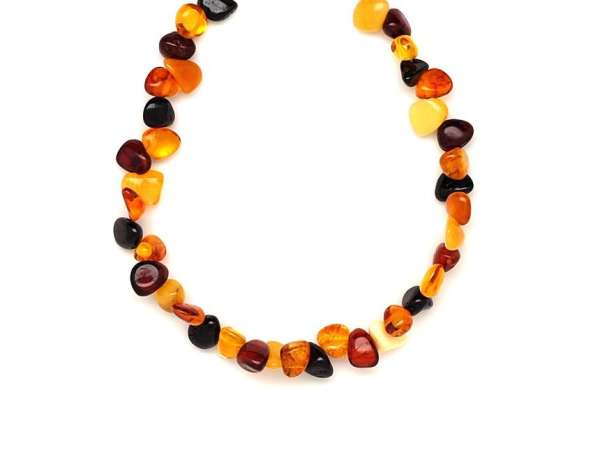 Borostyán kerekített vegyes splitter nyaklánc 55cm