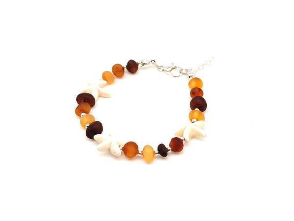 Borostyán kapcsos vegyes tengeri csillag karkötő