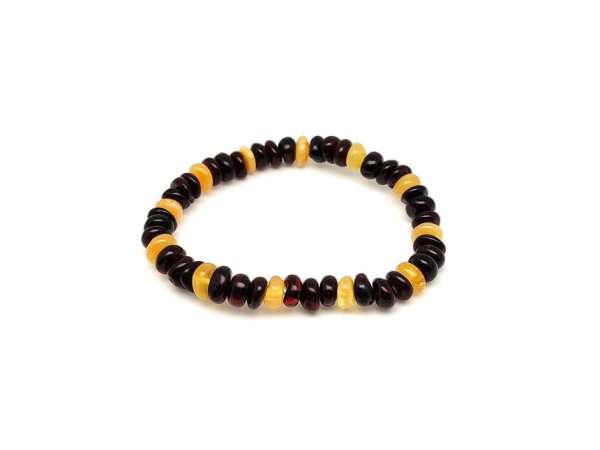 Borostyán kerek sötétbarna sárga splitter karkötő