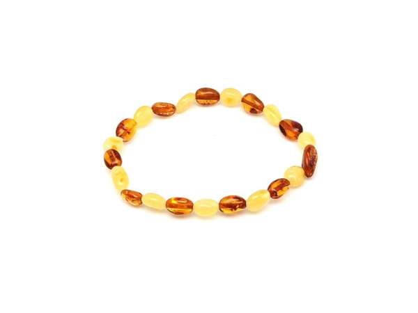 Borostyán sárga barna pebble karkötő 6-8x4-6mm