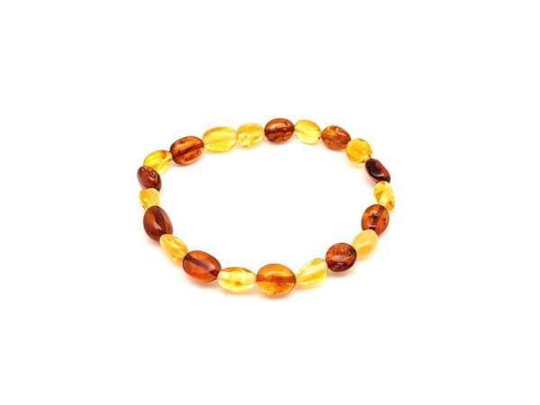 Borostyán sárga barna pebble karkötő 7-9x5-7mm