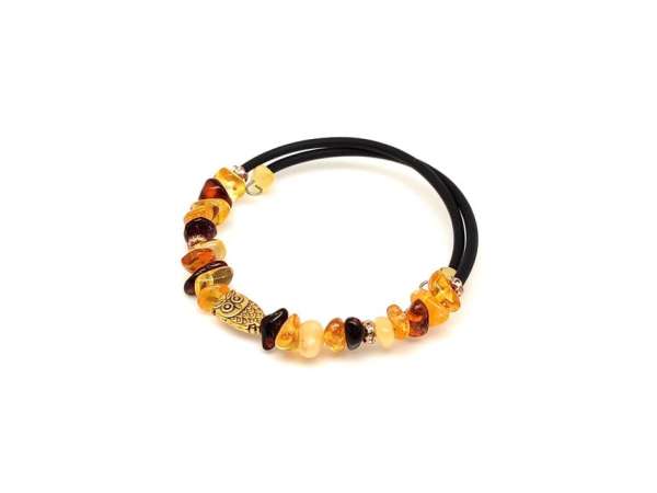 Borostyán splitter bagoly arany gyerek karkötő