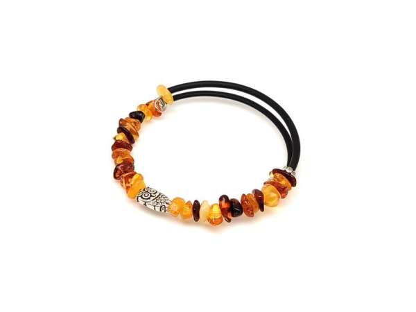 Borostyán splitter bagoly ezüst gyerek karkötő