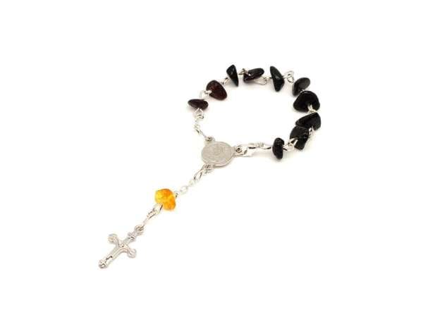 Borostyán sötét barna splitter kicsi rózsafüzér