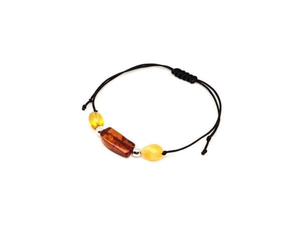 Borostyán állítható dobcsiszolat golyó karkötő 6-9x14-17mm