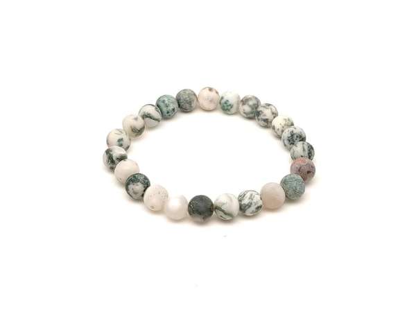 Achát fa matt ásvány karkötő golyós 8mm