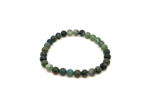 Achát moha matt ásvány karkötő golyós 6mm