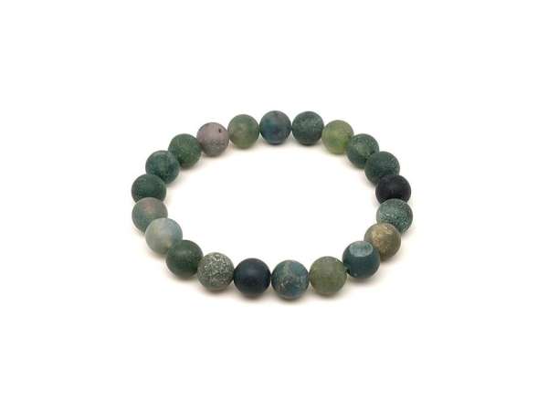 Achát moha matt ásvány karkötő golyós 8mm