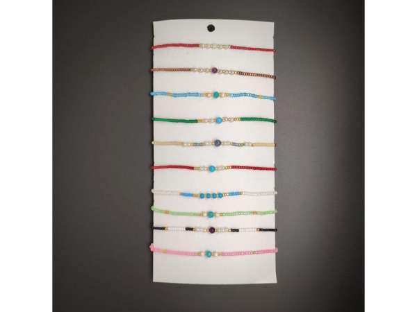 Állítható vegyes golyós cérna karkötő csomag 10db