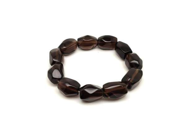 Füstkvarc csiszolt darabos ásvány karkötő 10x15mm